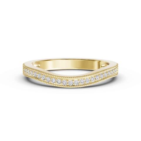 360 degree view of Elodie Curved Pavé Milgrain Band