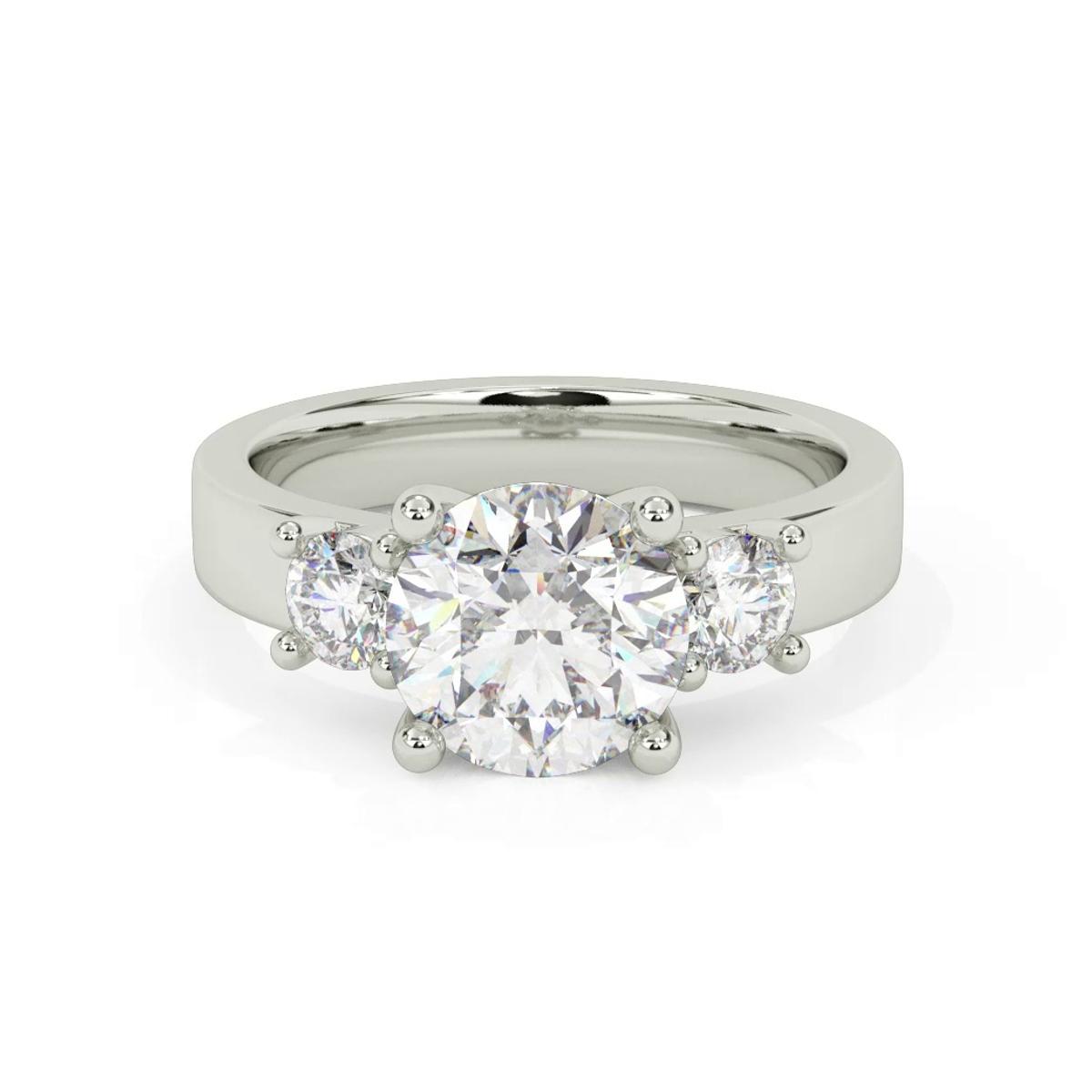 360 degree view of Cortina Round Three-Stone Lab Engagement Ring
