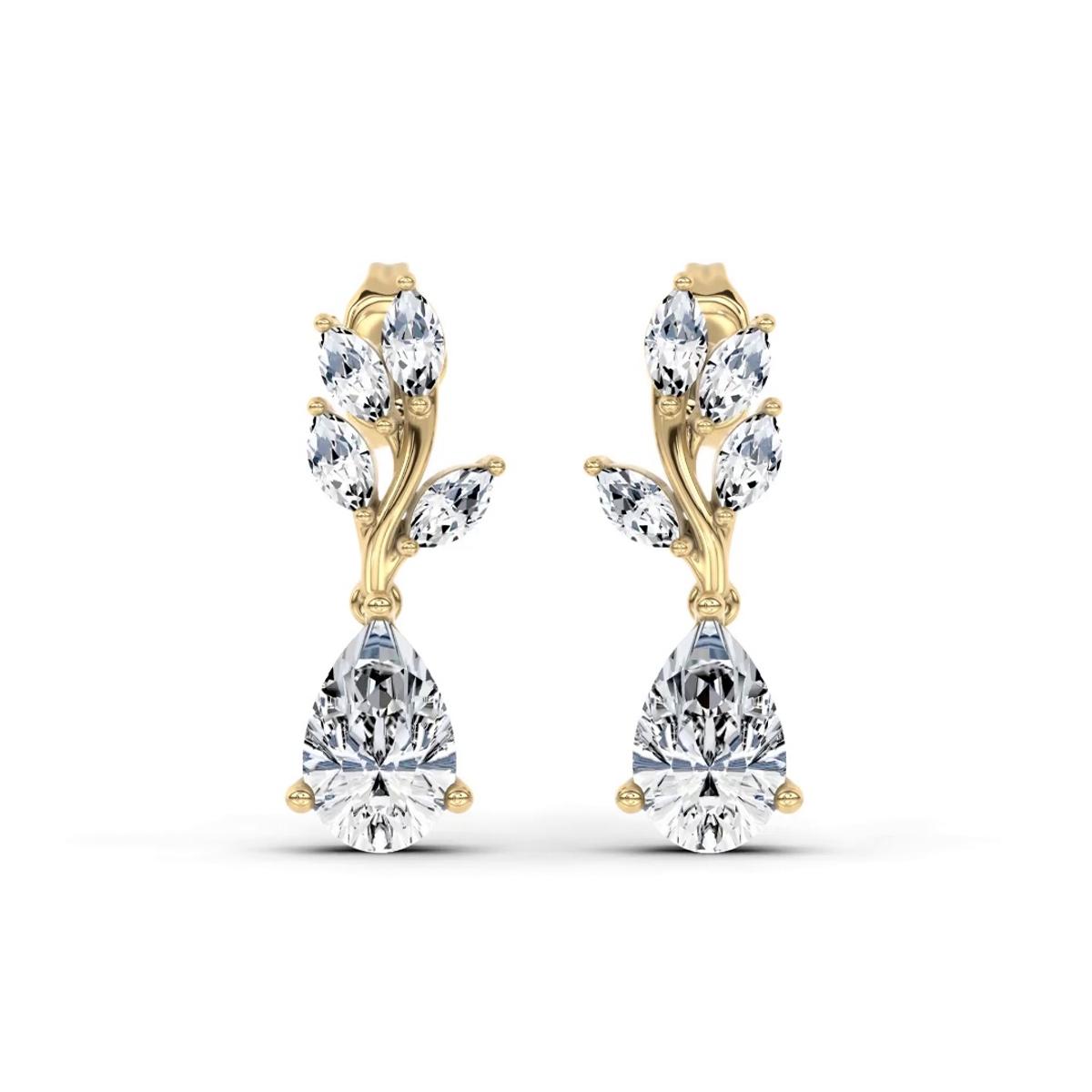 360 degree view of Hayden Curved Vine Pear Lab Diamond Earrings