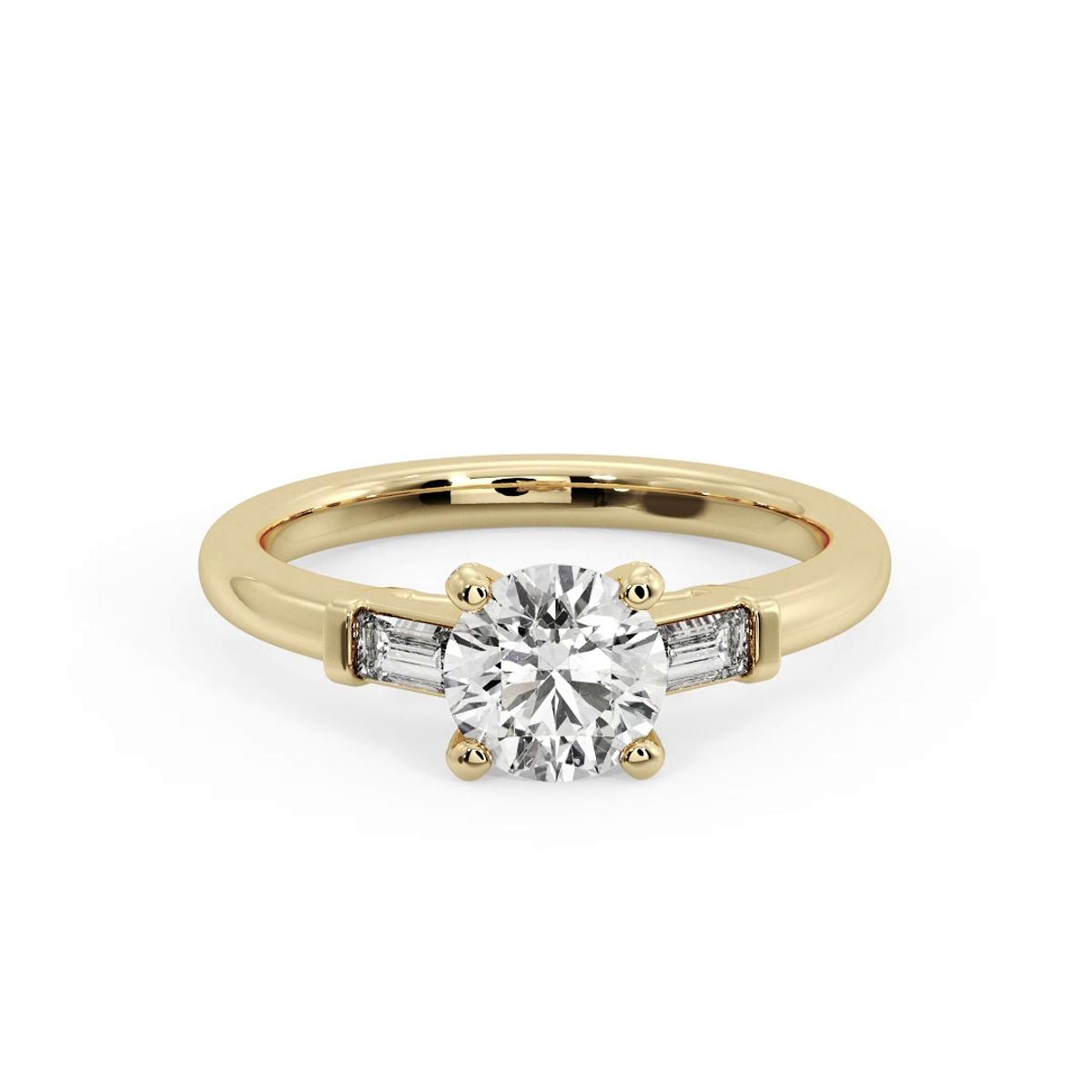 360 degree view of Anne Three-Stone Baguette Engagement Ring