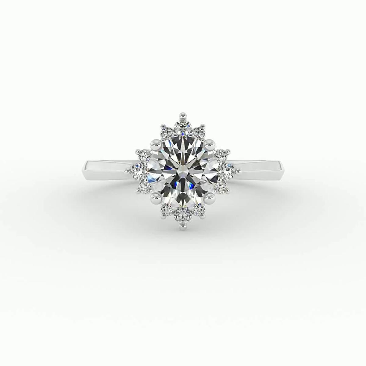 360 degree view of Saylor Burst Halo Engagement Ring