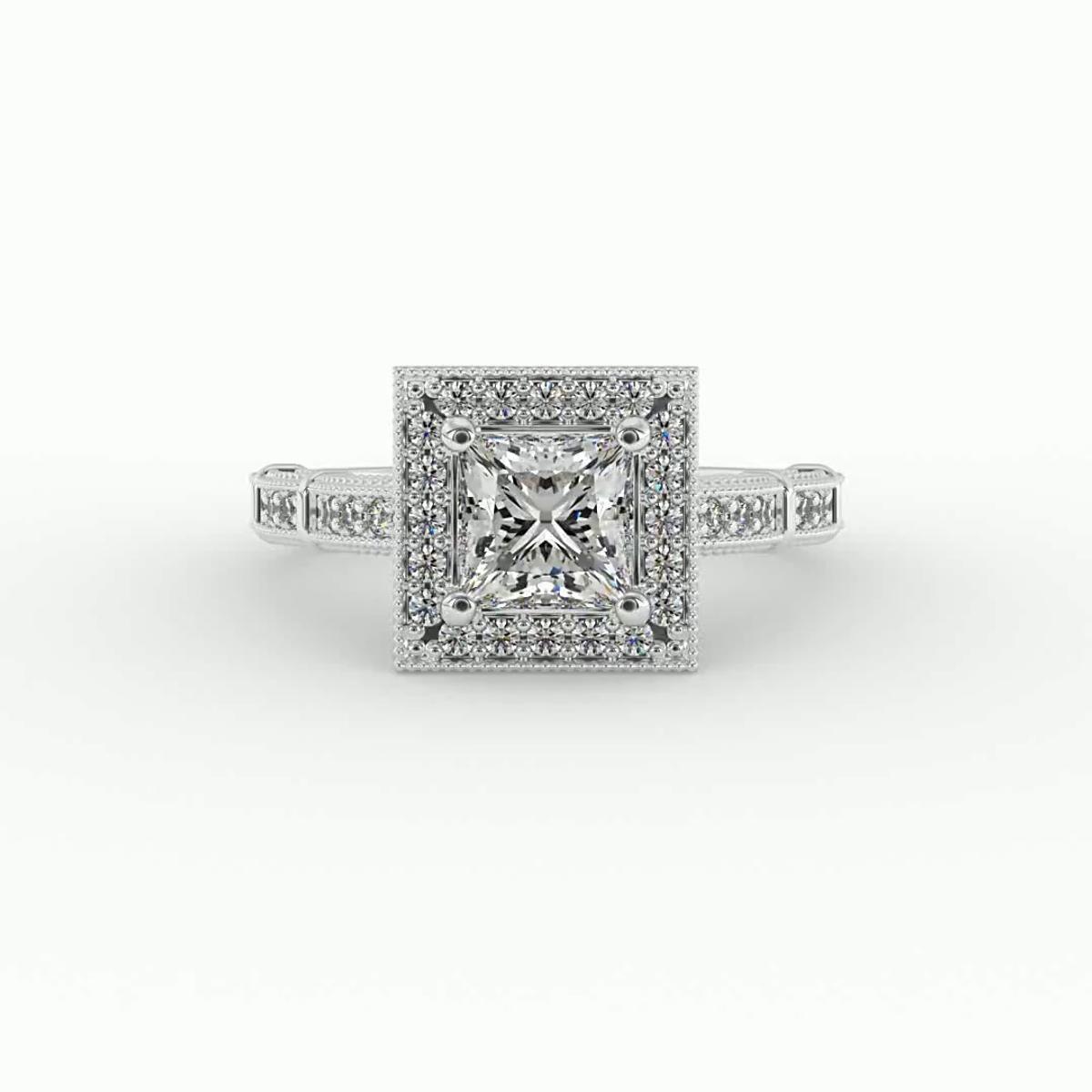 360 degree view of Evie Halo Engagement Ring