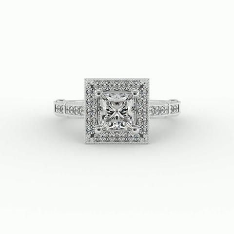 360 degree view of Evie Halo Engagement Ring