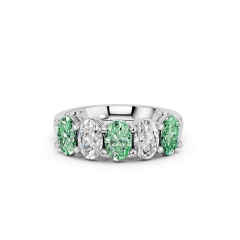360 degree view of Green & White Lab Diamond Five-Stone Oval Band (2 ct. tw.)