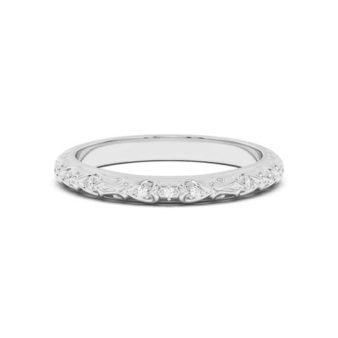 Kathryn Pavé Heart Scroll Band - 14K White Gold