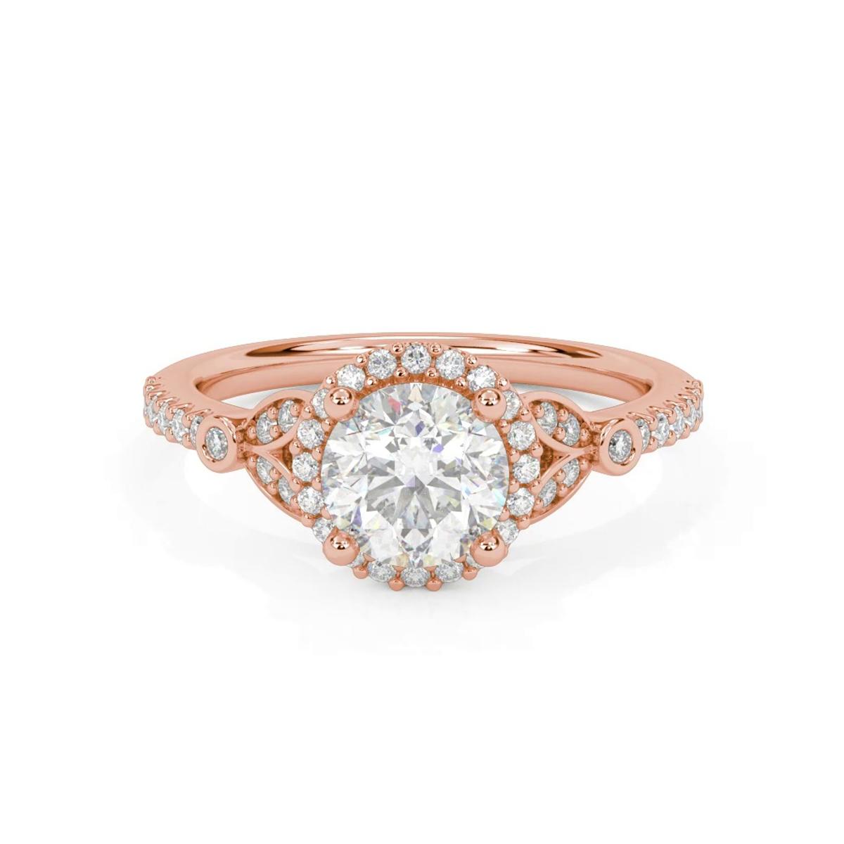 360 degree view of Jillian Contemporary Prong Halo Engagement Ring