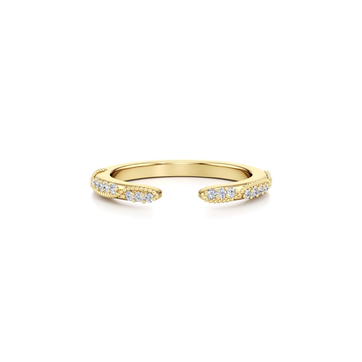 360 degree view of Perla Beaded Pavé Lab Diamond Open Band