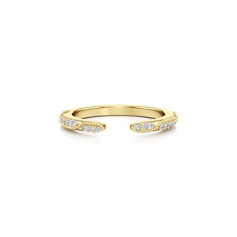360 degree view of Perla Beaded Pavé Lab Diamond Open Band