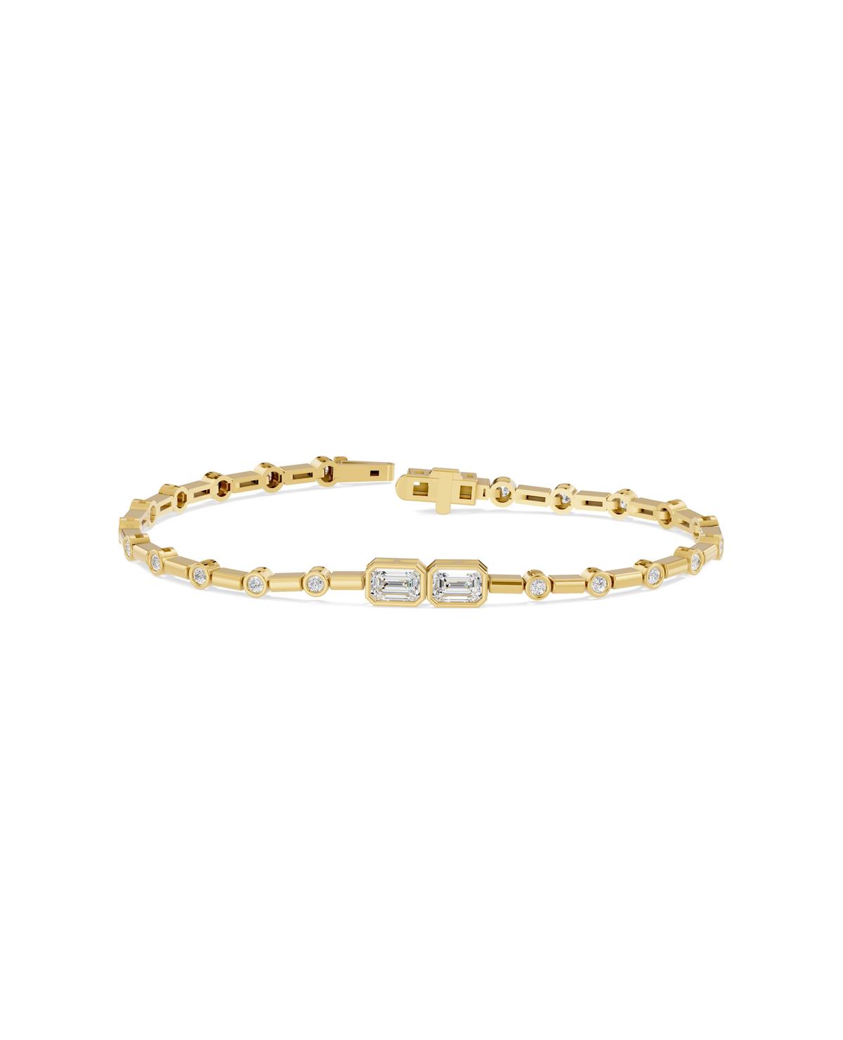 360 degree view of Bezel Emerald-Cut Duo Lab Diamond Bracelet