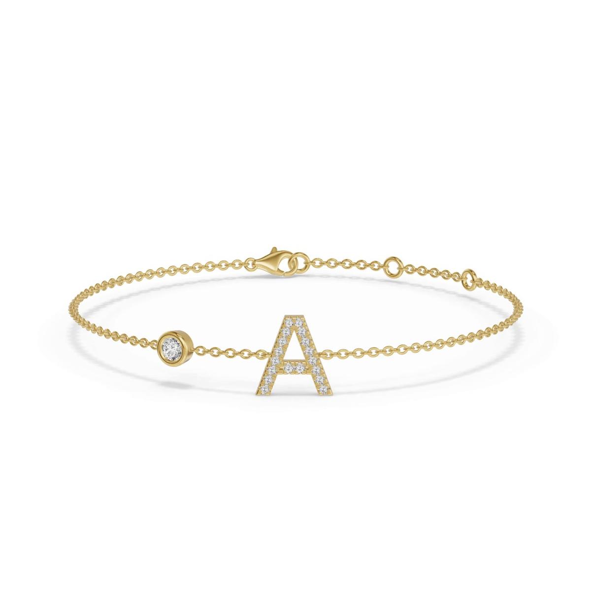360 degree view of Bezel Diamond Pavé Initial Bracelet - A