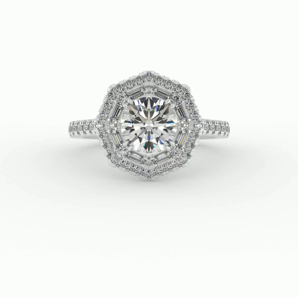 360 degree view of Eva Double Halo Engagement Ring