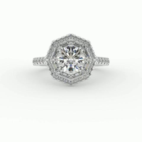 360 degree view of Eva Double Halo Engagement Ring