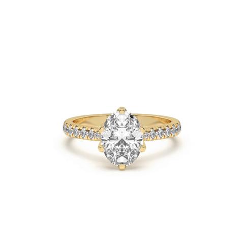 Marigold Grand Tulip Inspired 6 Prong Engagement Ring - 14K Yellow Gold