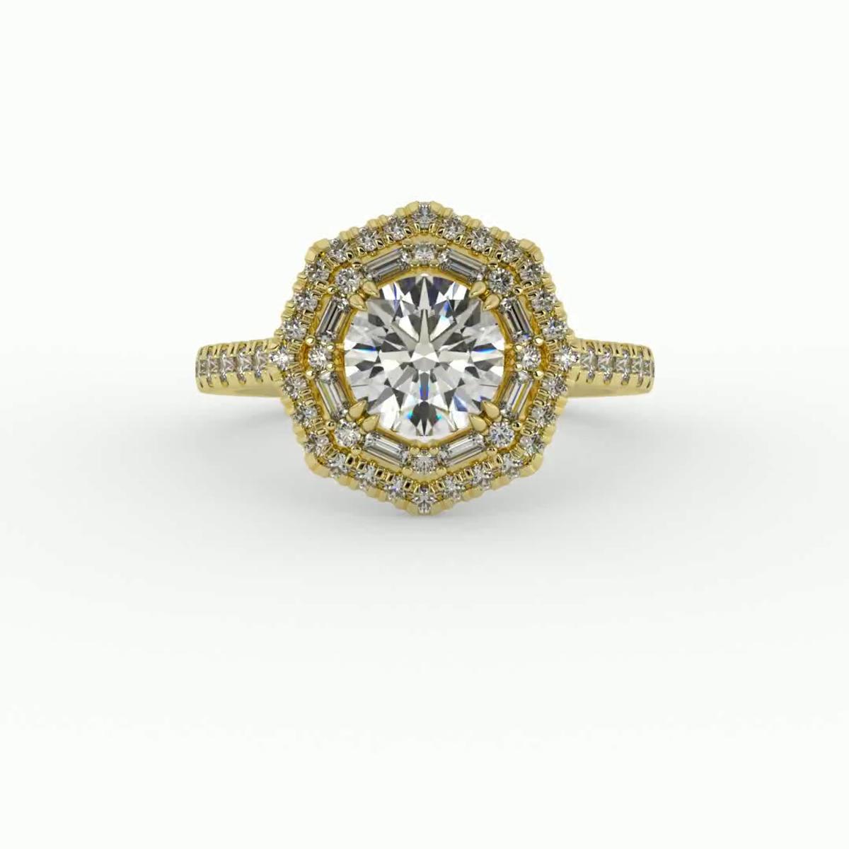 360 degree view of Eva Double Halo Engagement Ring