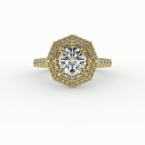 360 degree view of Eva Double Halo Engagement Ring