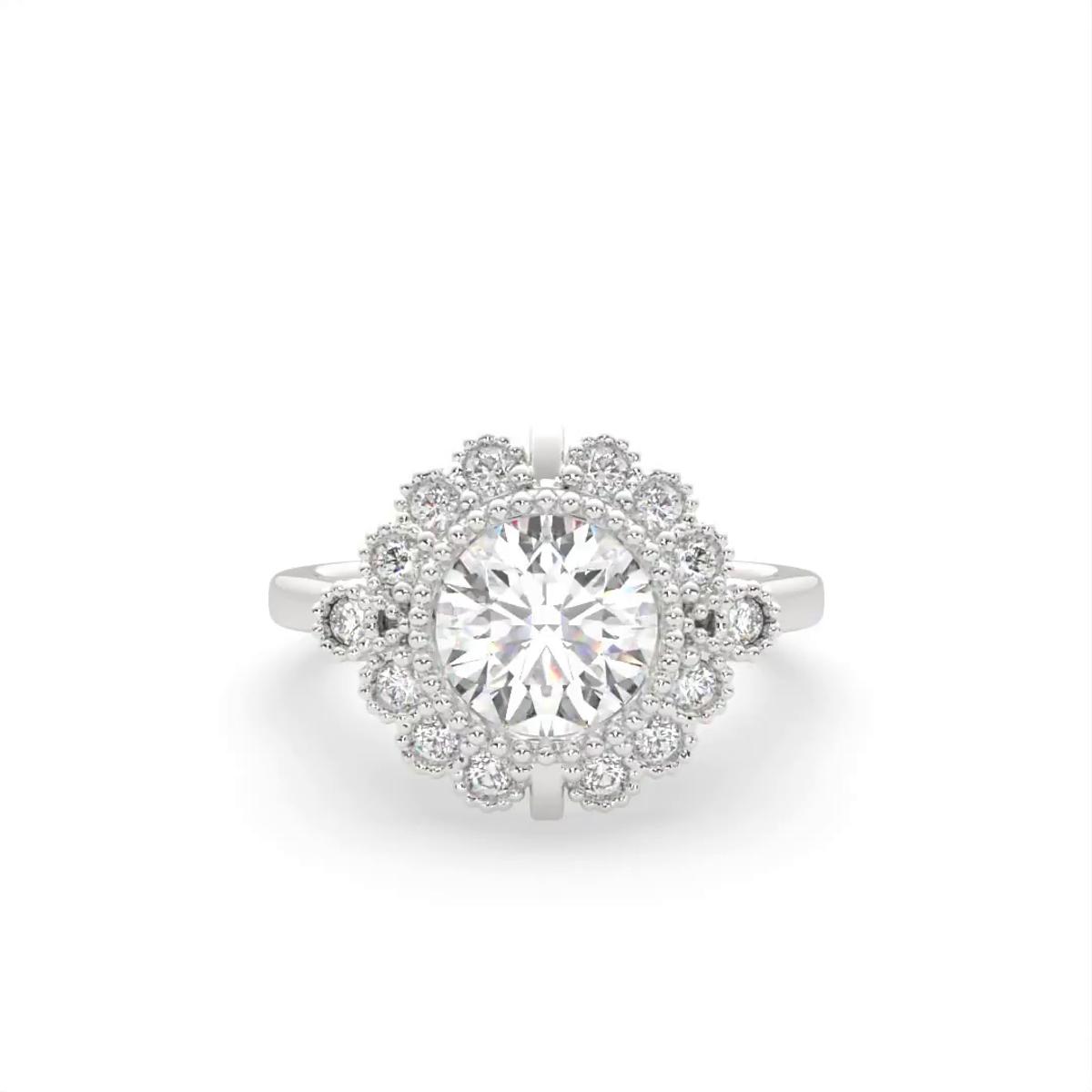 360 degree view of Briella Halo Engagement Ring