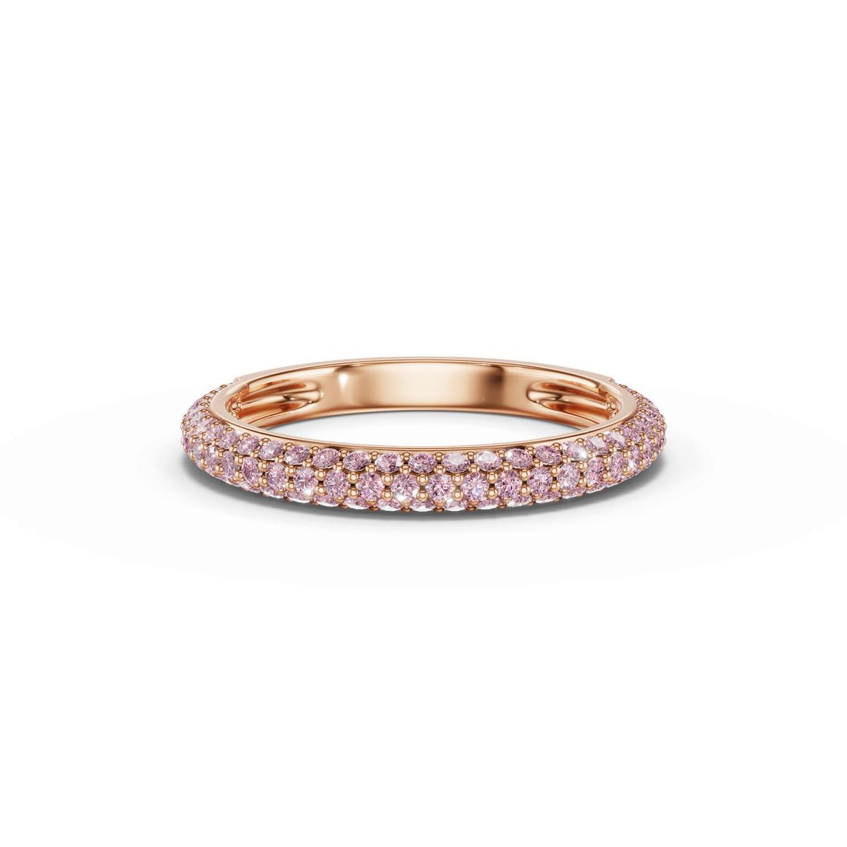 360 degree view of Selora Fancy Pink Lab Diamond Rolled Pavé Band
