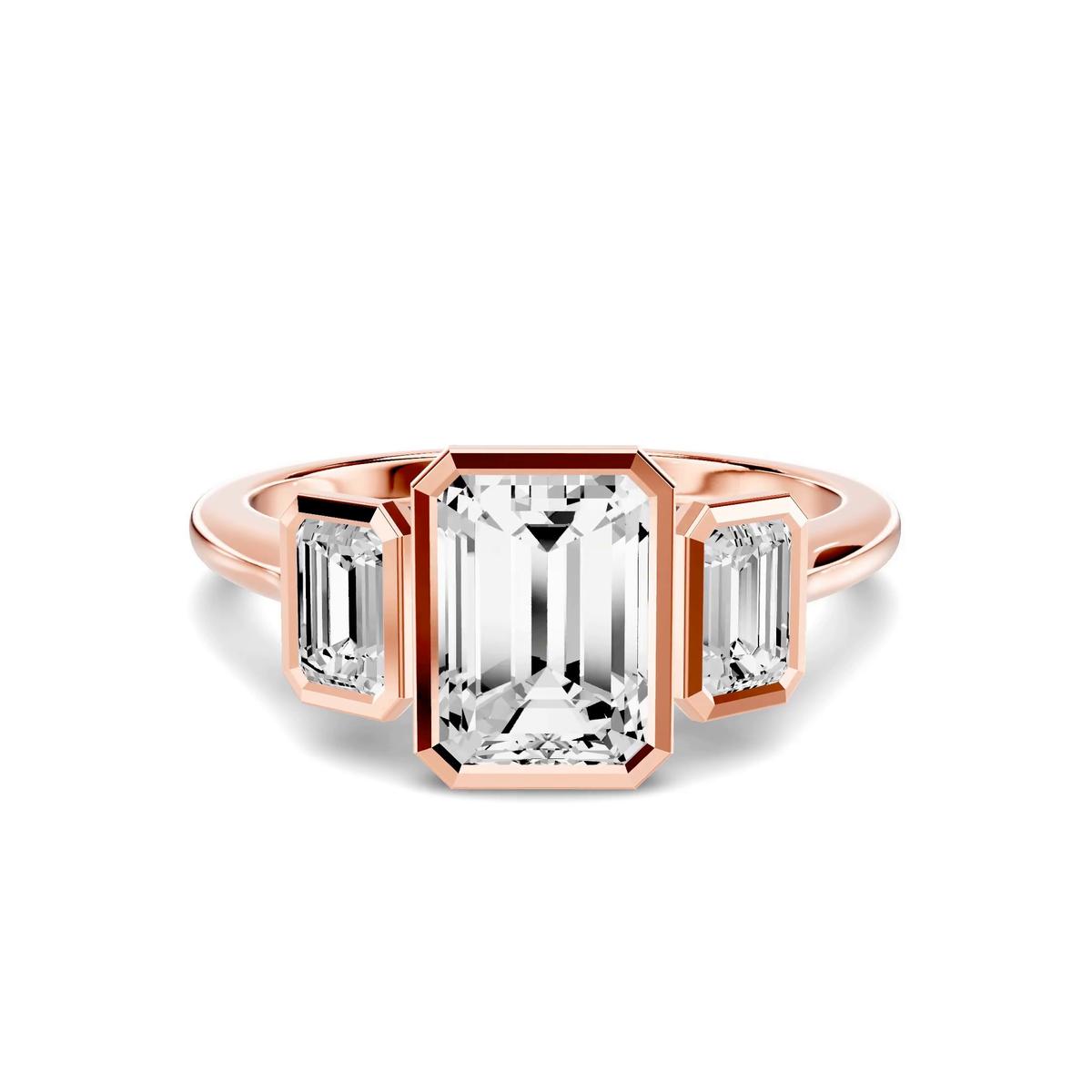 360 degree view of Montero Emerald-Cut Bezel Three-Stone Lab Diamond Engagement Ring (.50 ct. tw.)