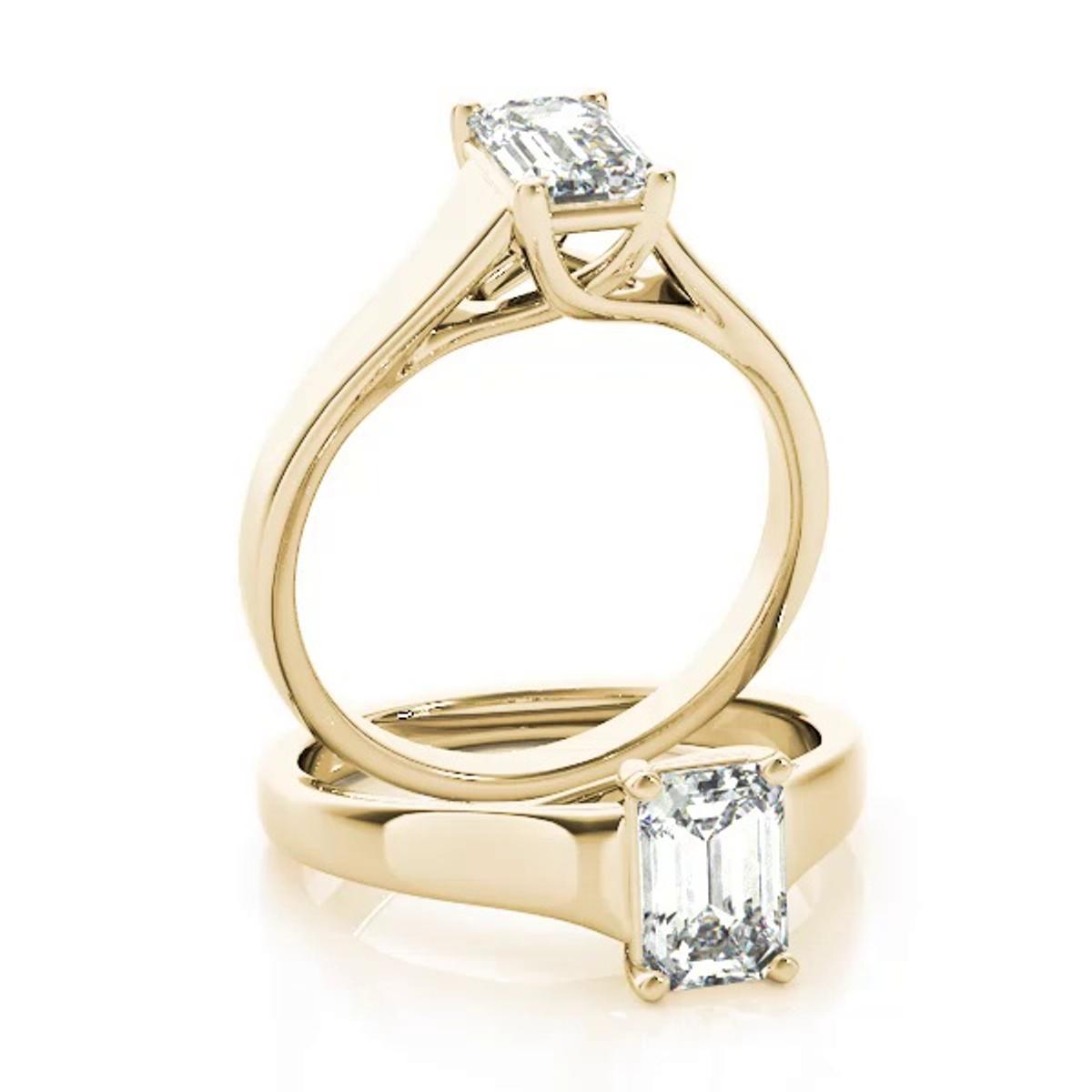 360 degree view of Nevada Emerald Cut Solitaire Engagement Ring