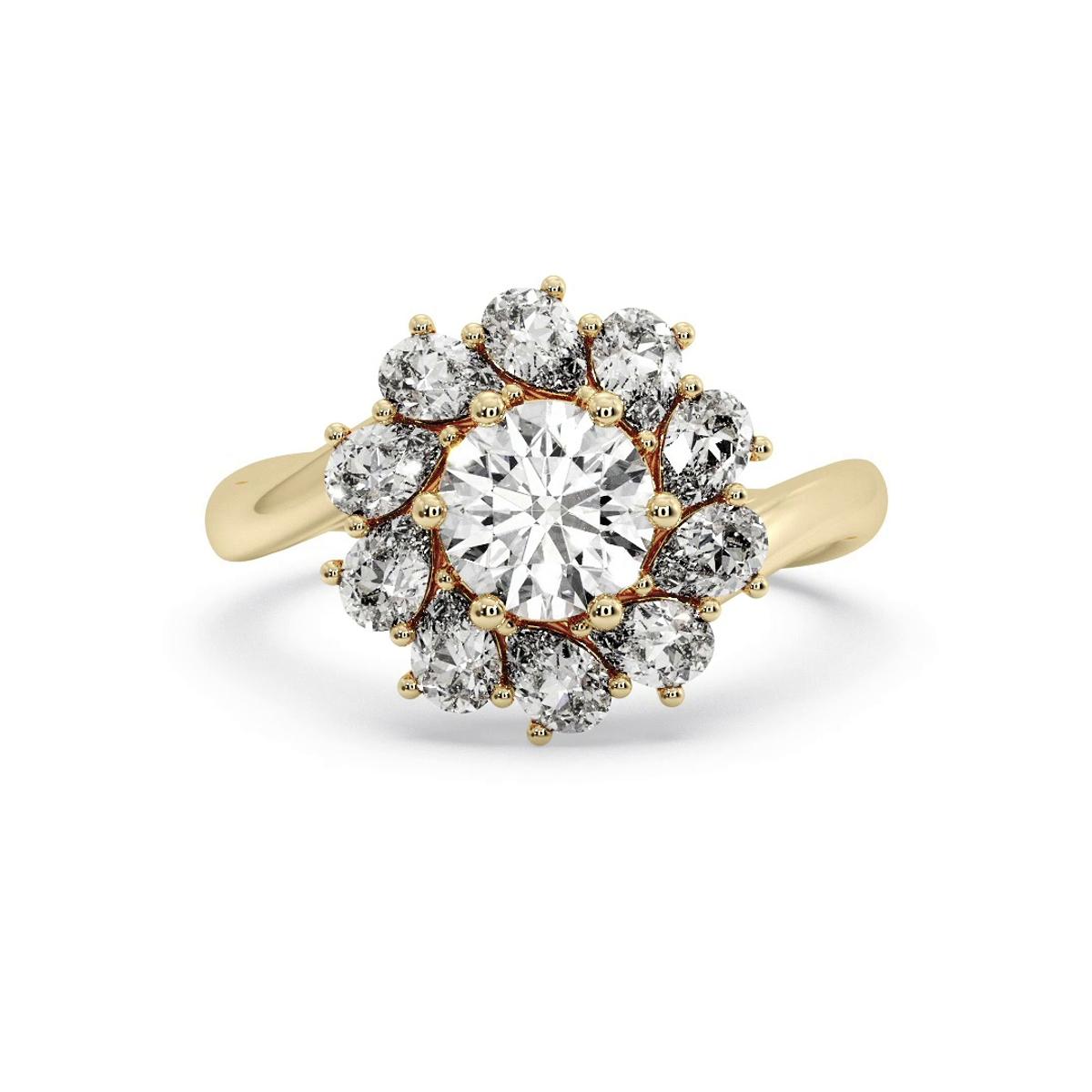360 degree view of Hailey Floral Pear Halo Engagement Ring