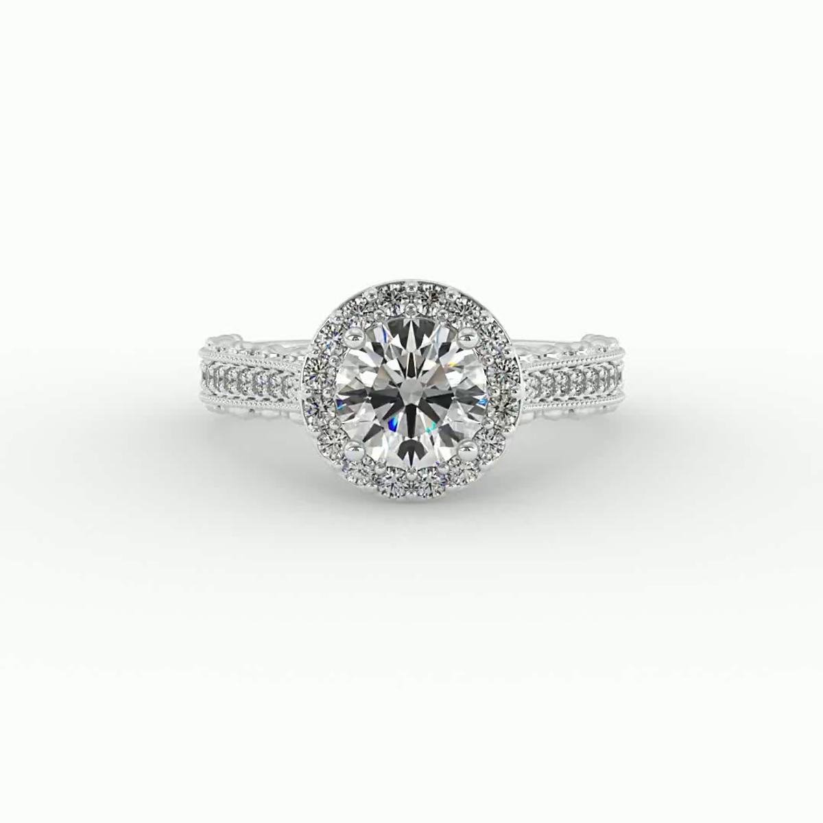 360 degree view of Madilyn Halo Engagement Ring