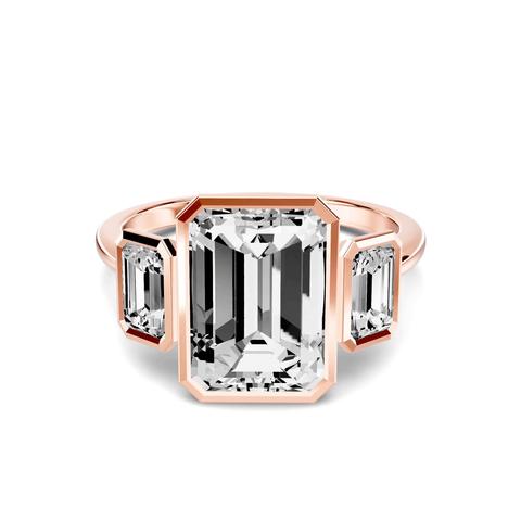 360 degree view of Montero Emerald-Cut Bezel Three-Stone Lab Diamond Engagement Ring (.75 ct. tw.)