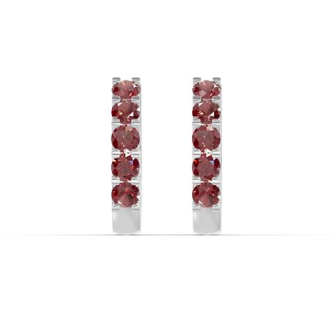 360 degree view of Garnet Huggie Earrings