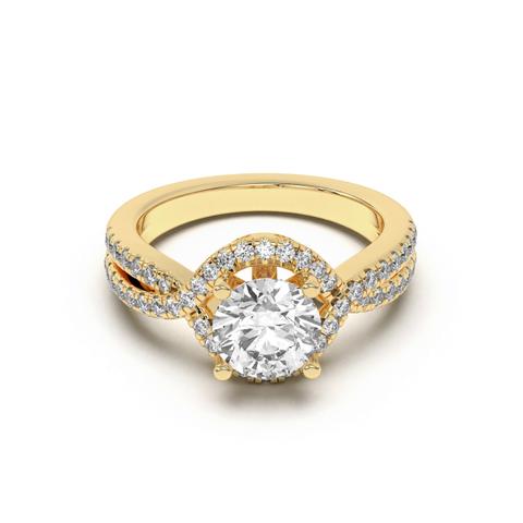 360 degree view of Desiree Crossover Floating Halo Engagement Ring