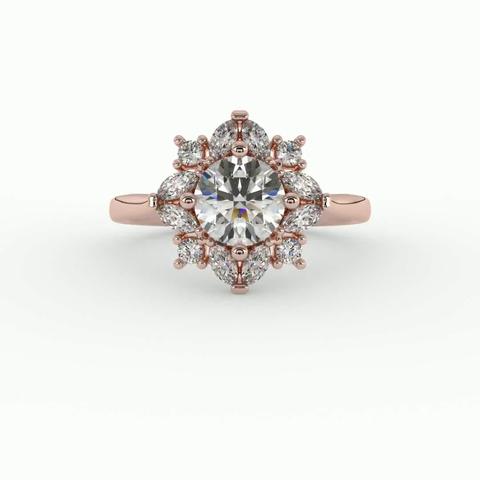 360 degree view of Samantha Marquise Halo Engagement Ring