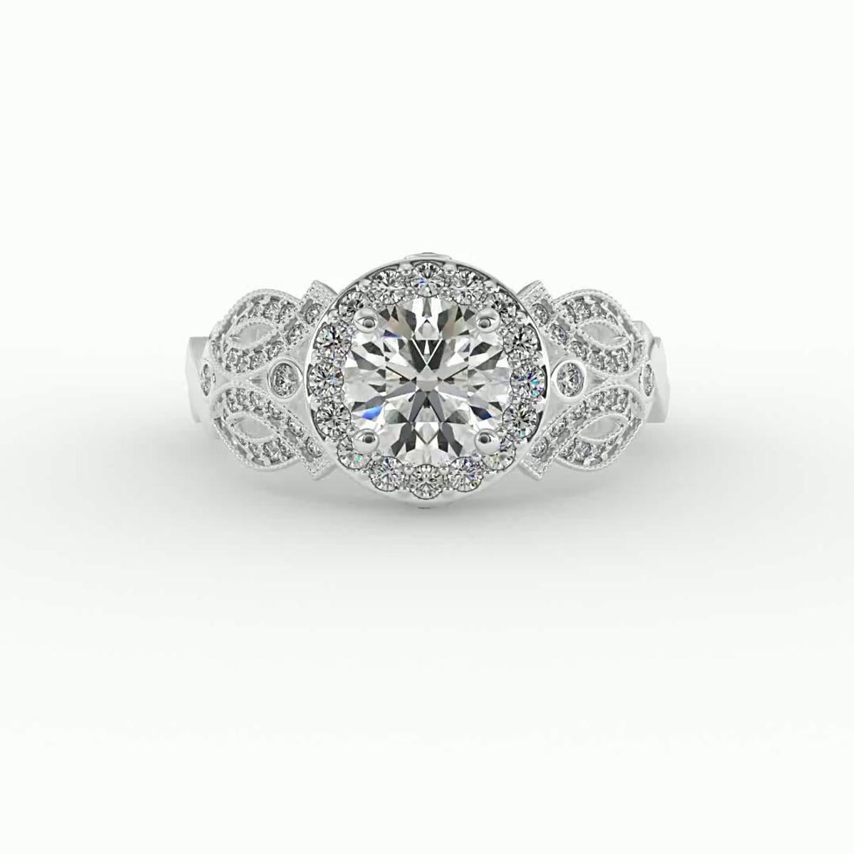 360 degree view of Giselle Halo Engagement Ring