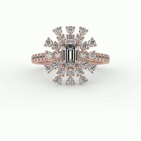 360 degree view of Janet Snowflake Halo Engagement Ring