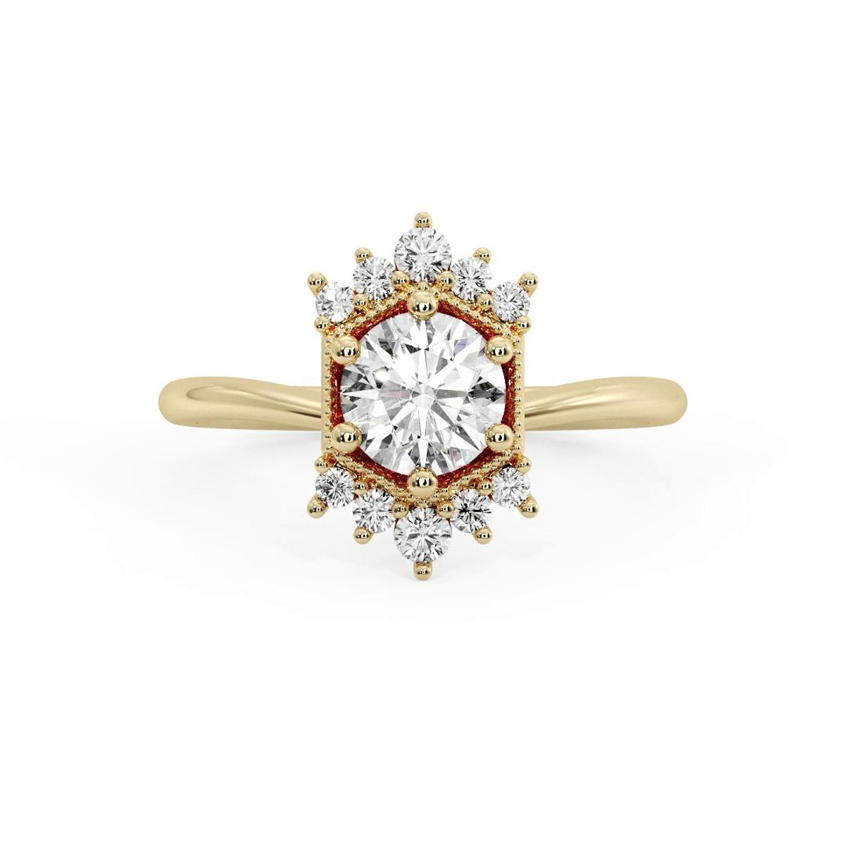 360 degree view of Mackenzie Half Halo Beaded Engagement Ring