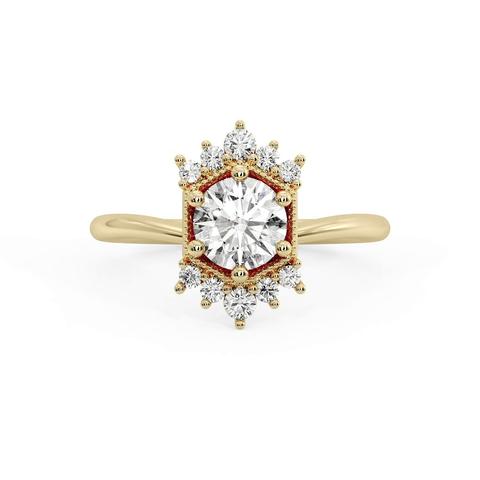 360 degree view of Mackenzie Half Halo Beaded Engagement Ring