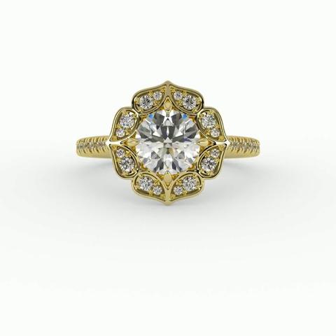 360 degree view of Kinsley Flower Halo Engagement Ring