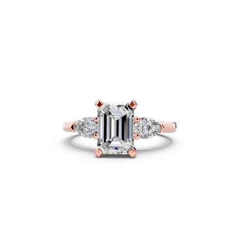 360 degree view of Madison Three-Stone Lab Pear Engagement Ring