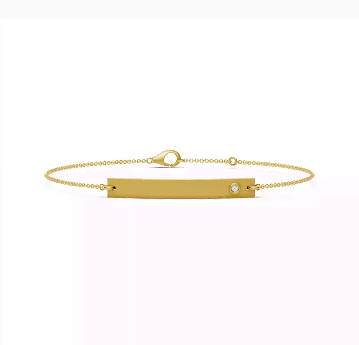 360 degree view of Engravable Bezel Diamond Bar Bracelet