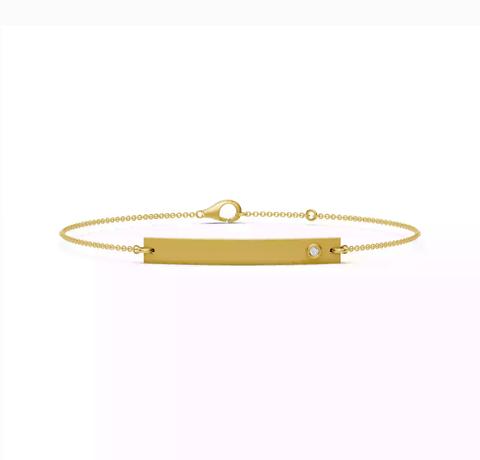360 degree view of Engravable Bezel Diamond Bar Bracelet