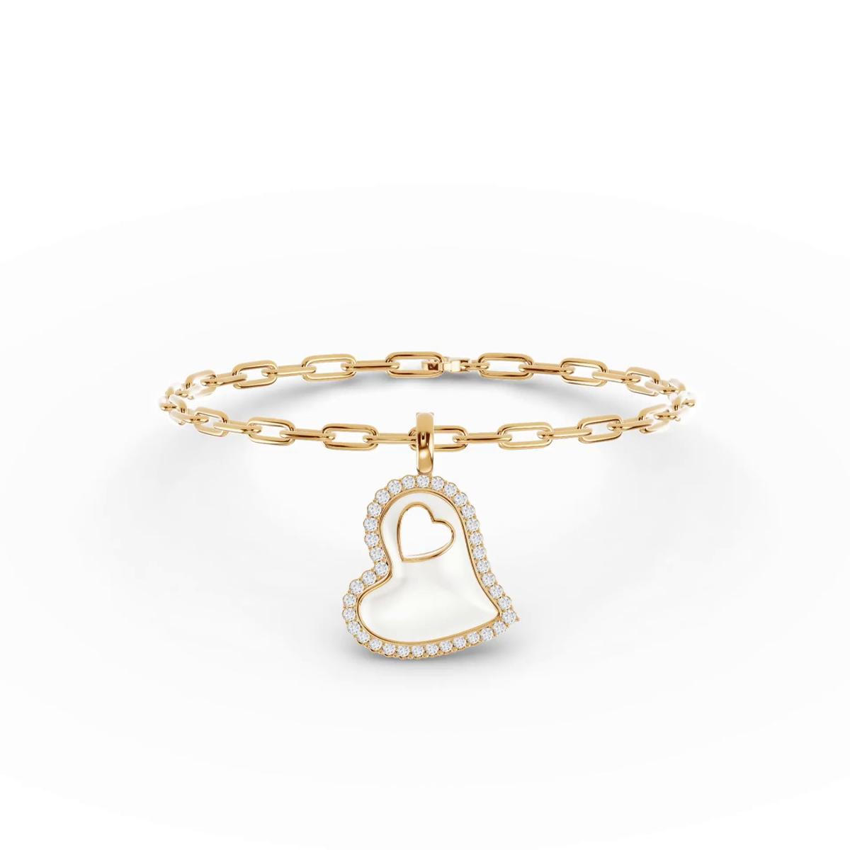 360 degree view of Cherish White Pavé Heart Bracelet
