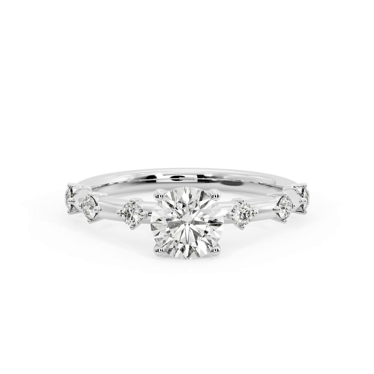 360 degree view of Erin Spaced Diamond Ring Hidden Halo Engagement Ring