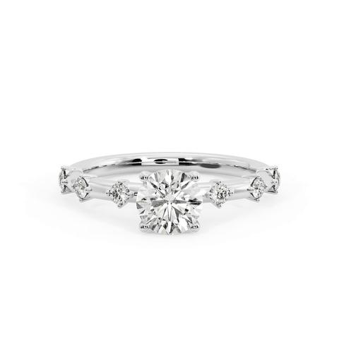 360 degree view of Erin Spaced Diamond Ring Hidden Halo Engagement Ring
