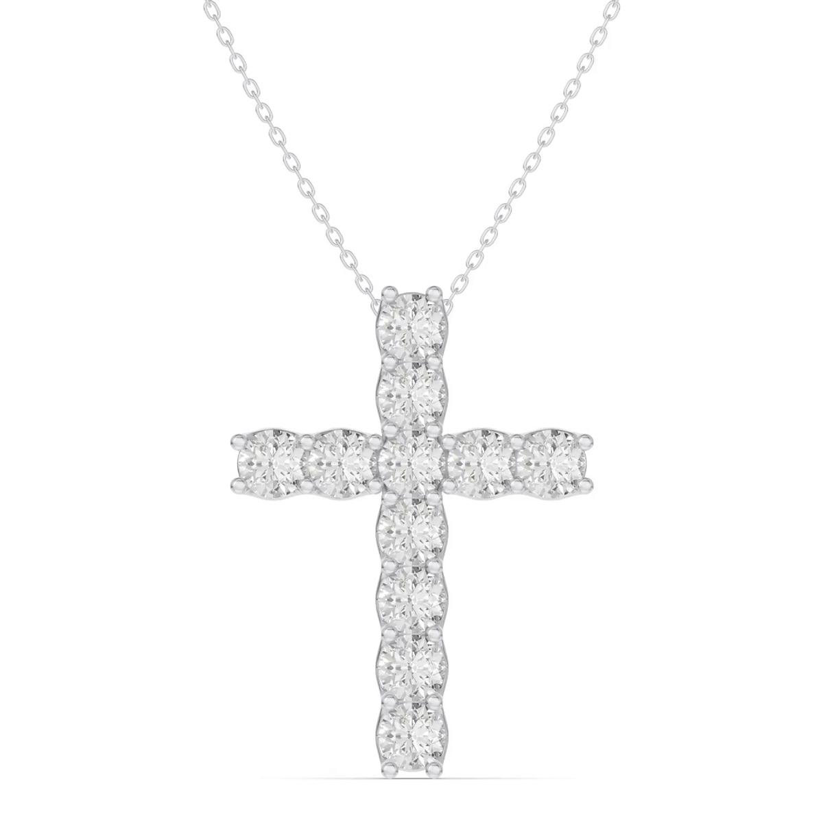 Unity Prong Lab Diamond Cross Pendant (3.00 ct. tw.) - Platinum