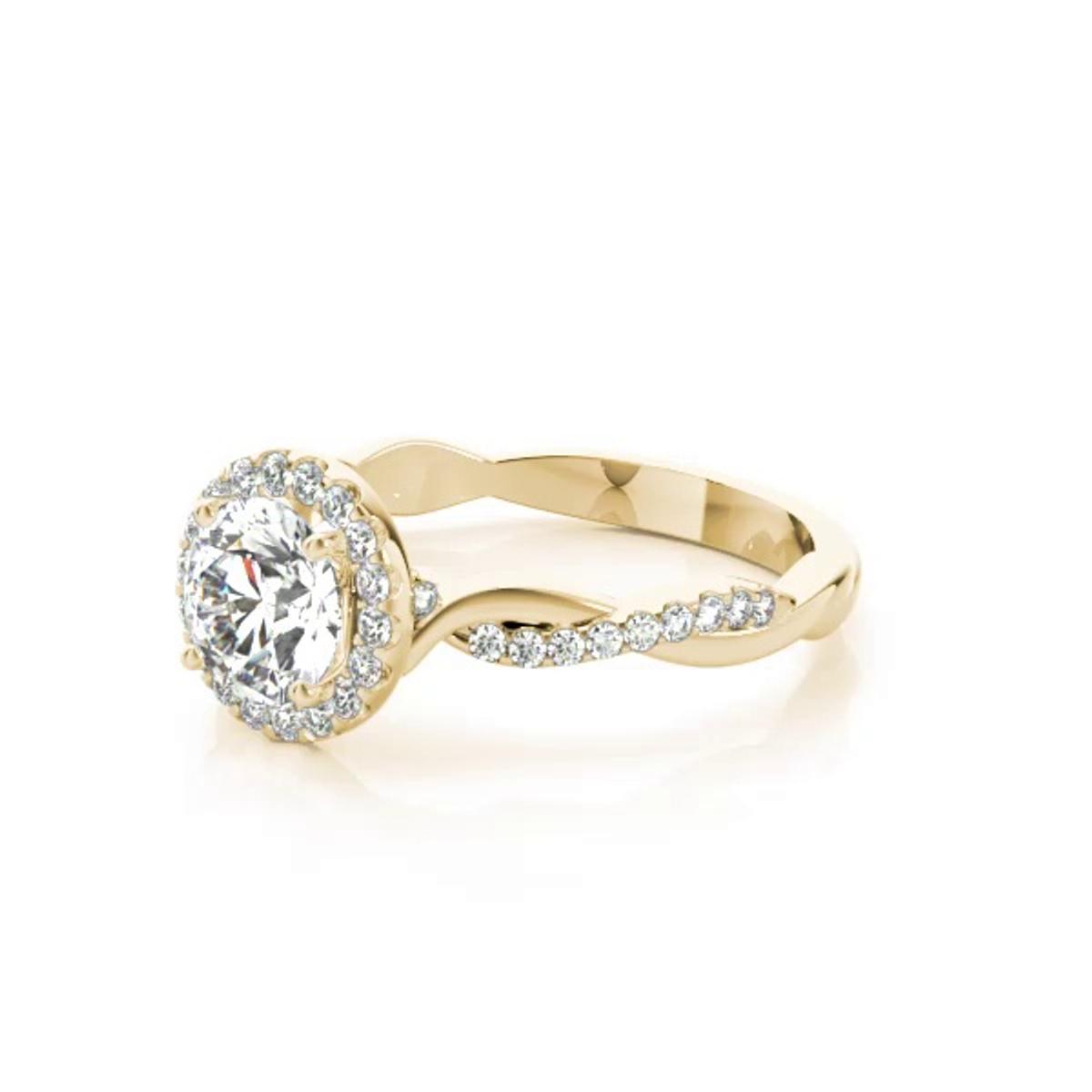 360 degree view of Charlotte Halo Engagement Ring With Diamond Twist