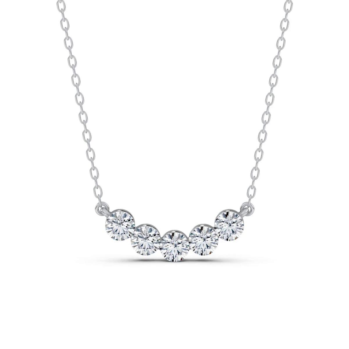 360 degree view of Invisible-Set Curved Lab Diamond Necklace