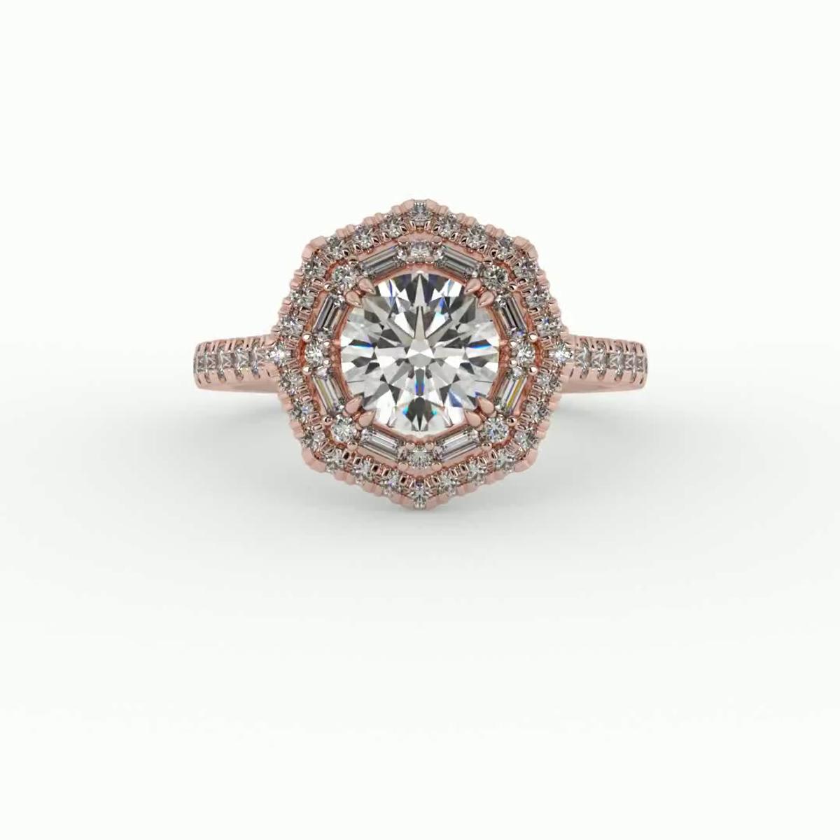 360 degree view of Eva Double Halo Engagement Ring