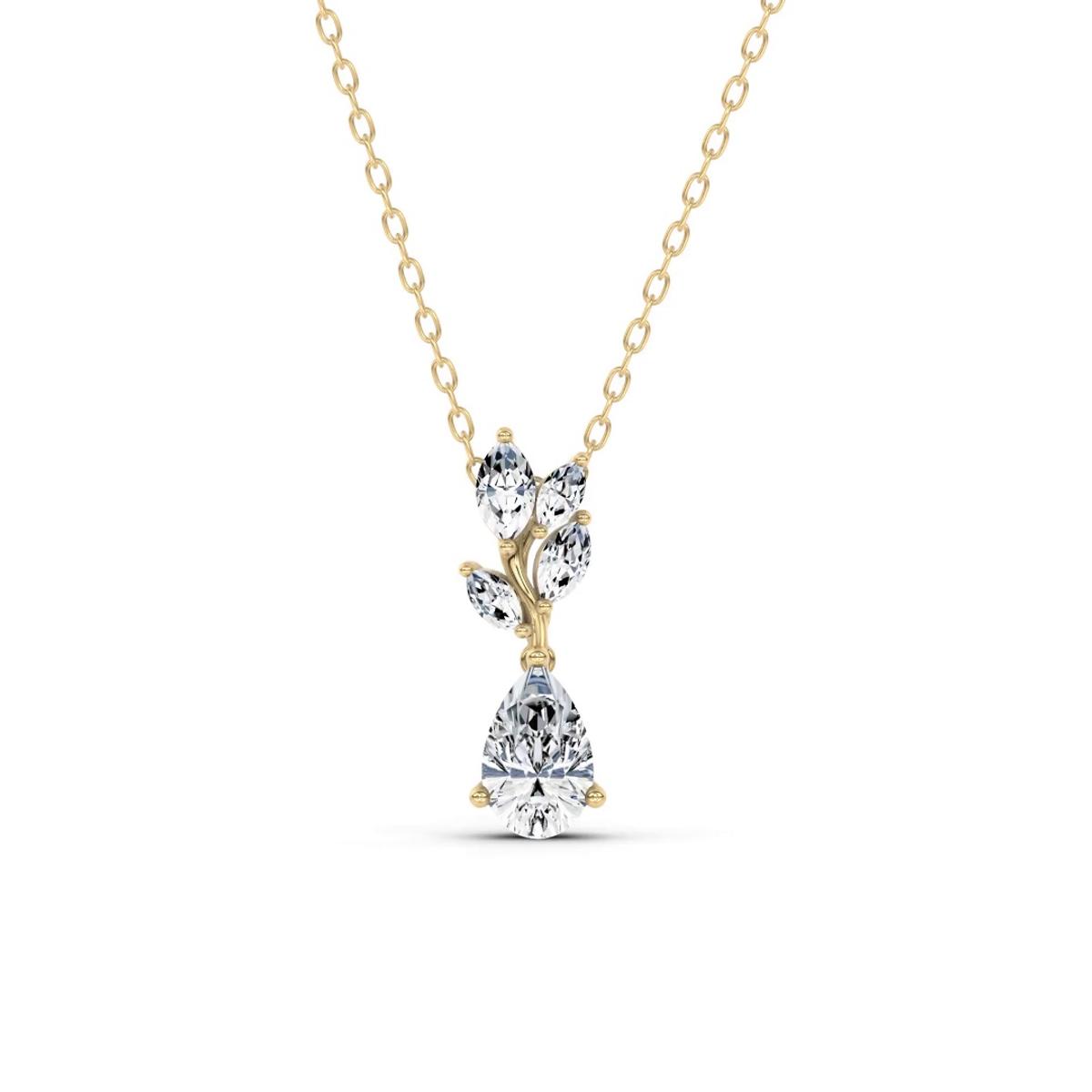 360 degree view of Hayden Curved Vine Pear Lab Diamond Necklace