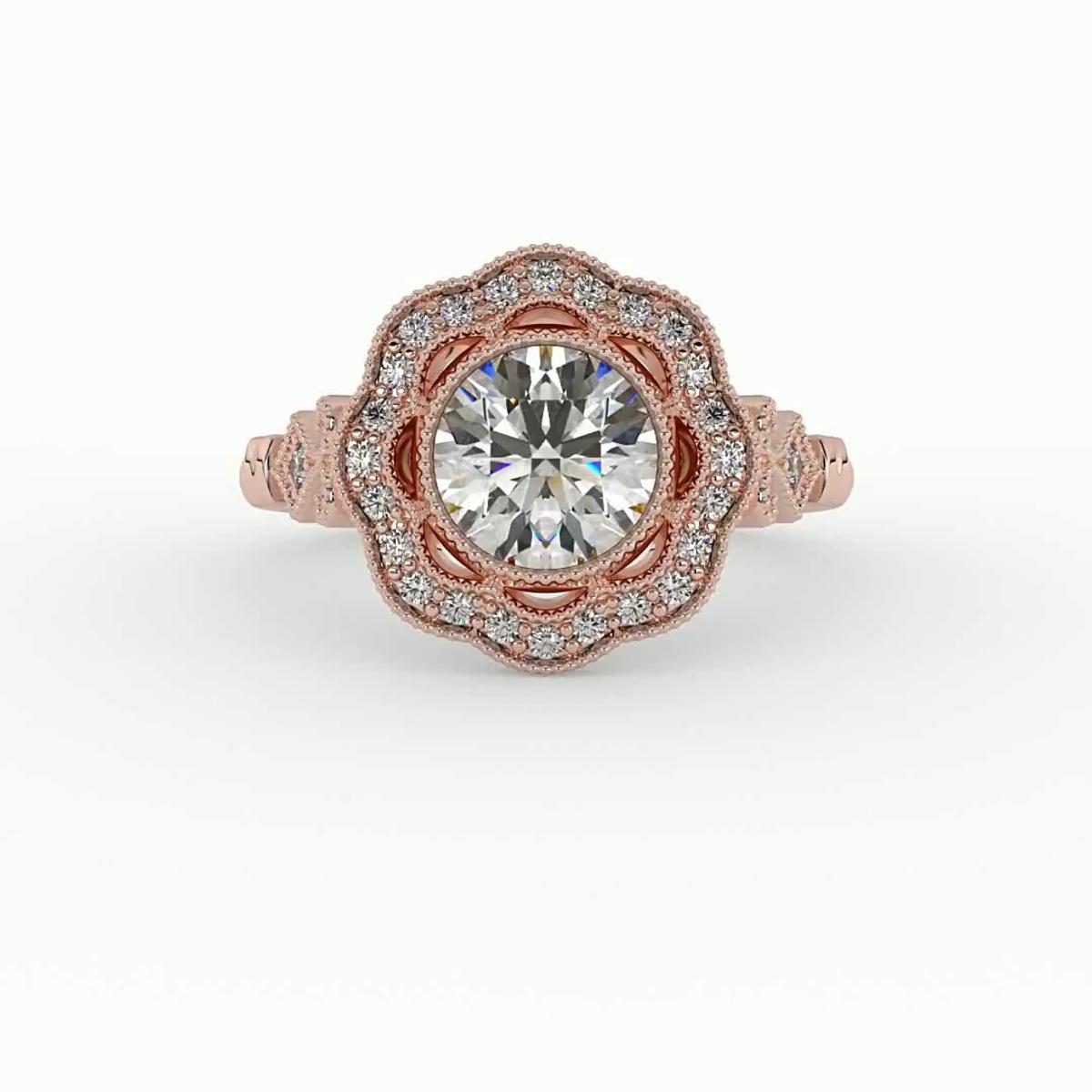 360 degree view of Haven Halo Engagement Ring