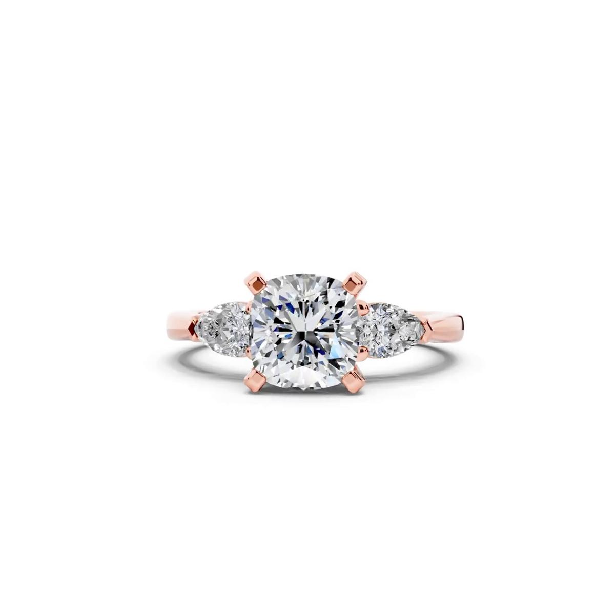 360 degree view of Madison Three-Stone Lab Pear Engagement Ring