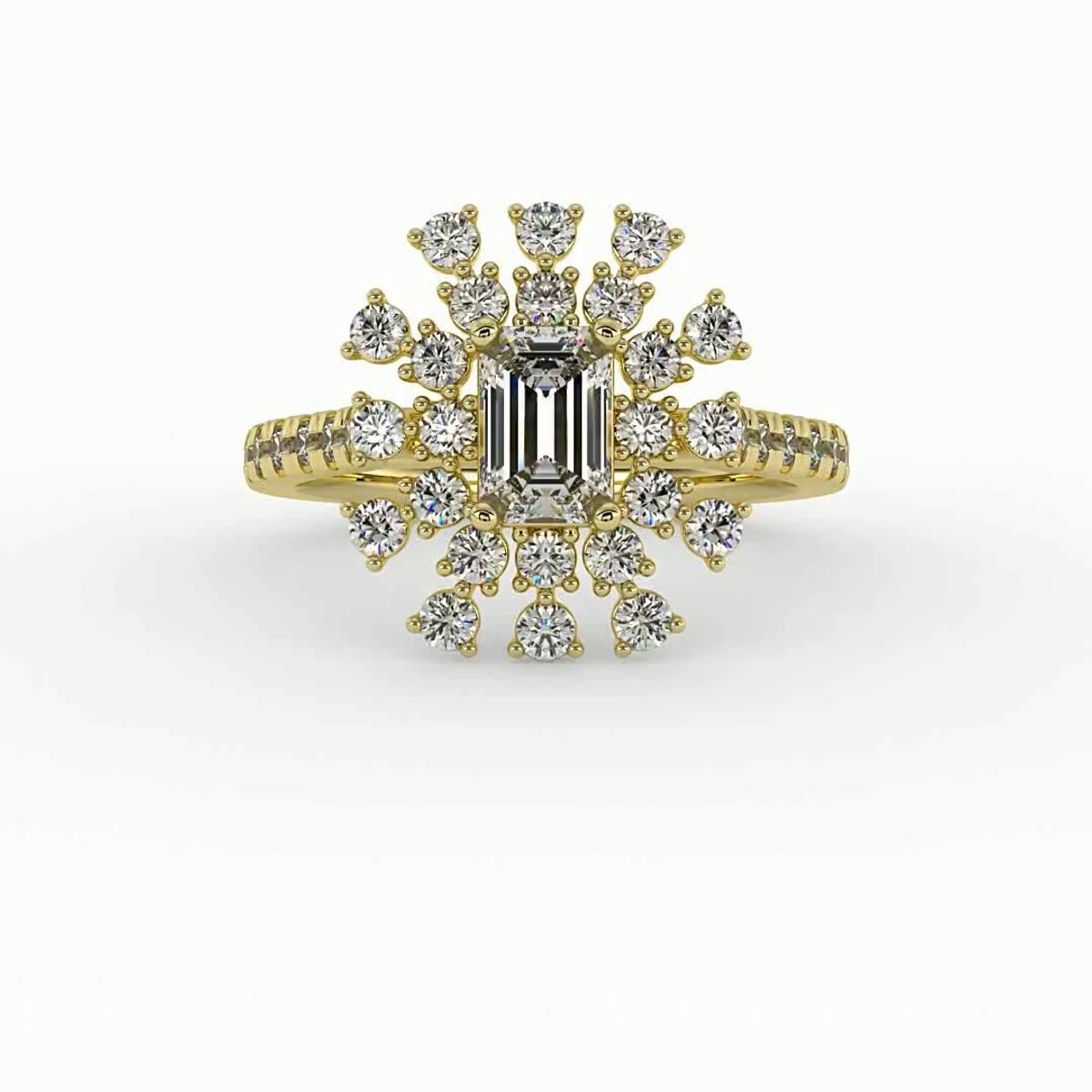 360 degree view of Janet Snowflake Halo Engagement Ring