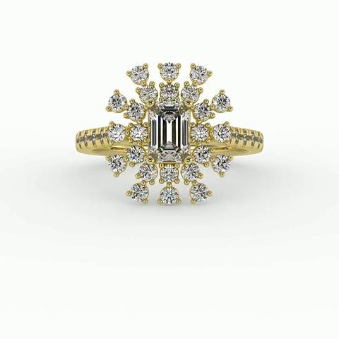 360 degree view of Janet Snowflake Halo Engagement Ring