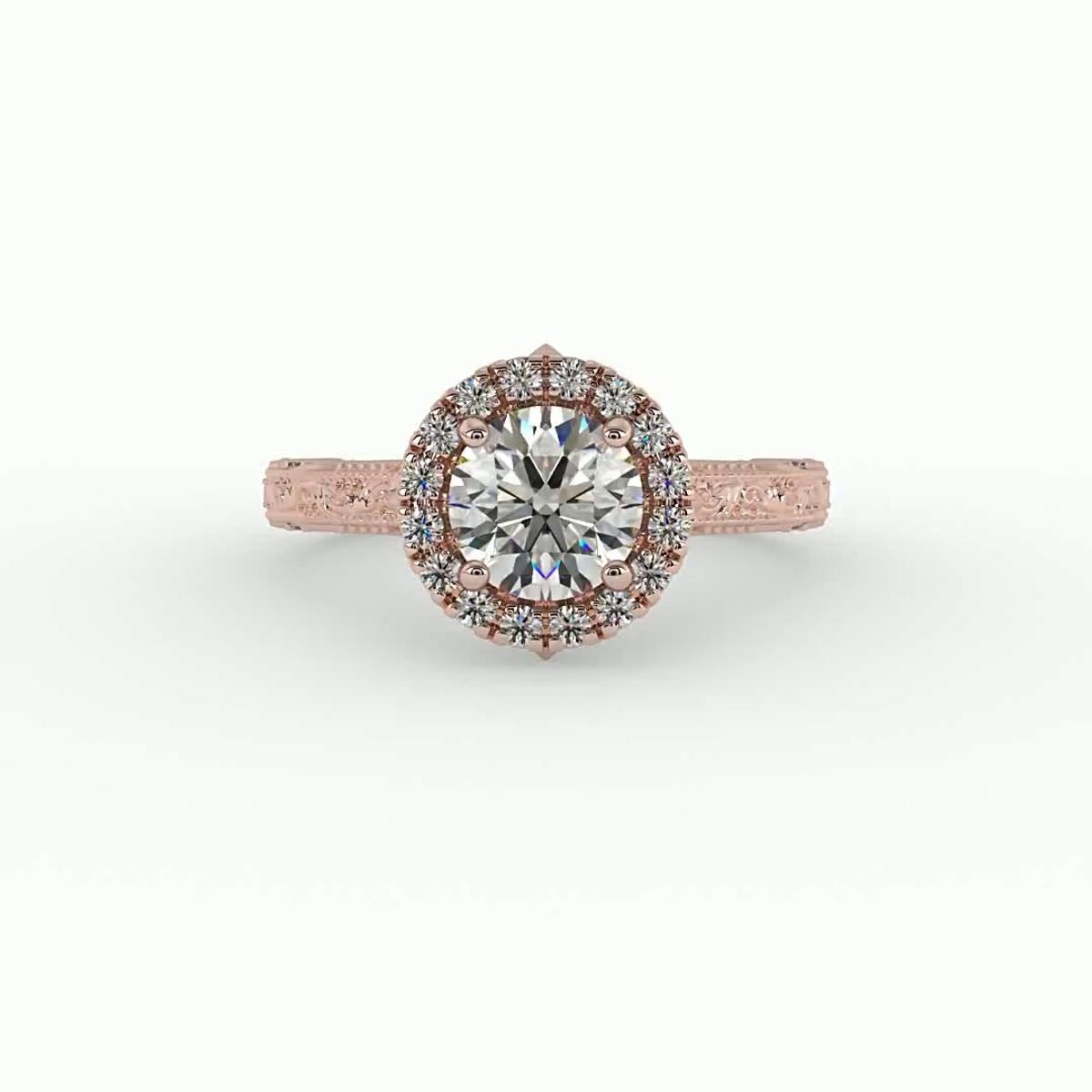 360 degree view of Alexandria Halo Engagement Ring